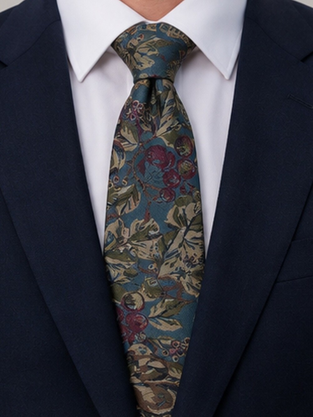 Henley Vintage Botanical Fruit Print Necktie